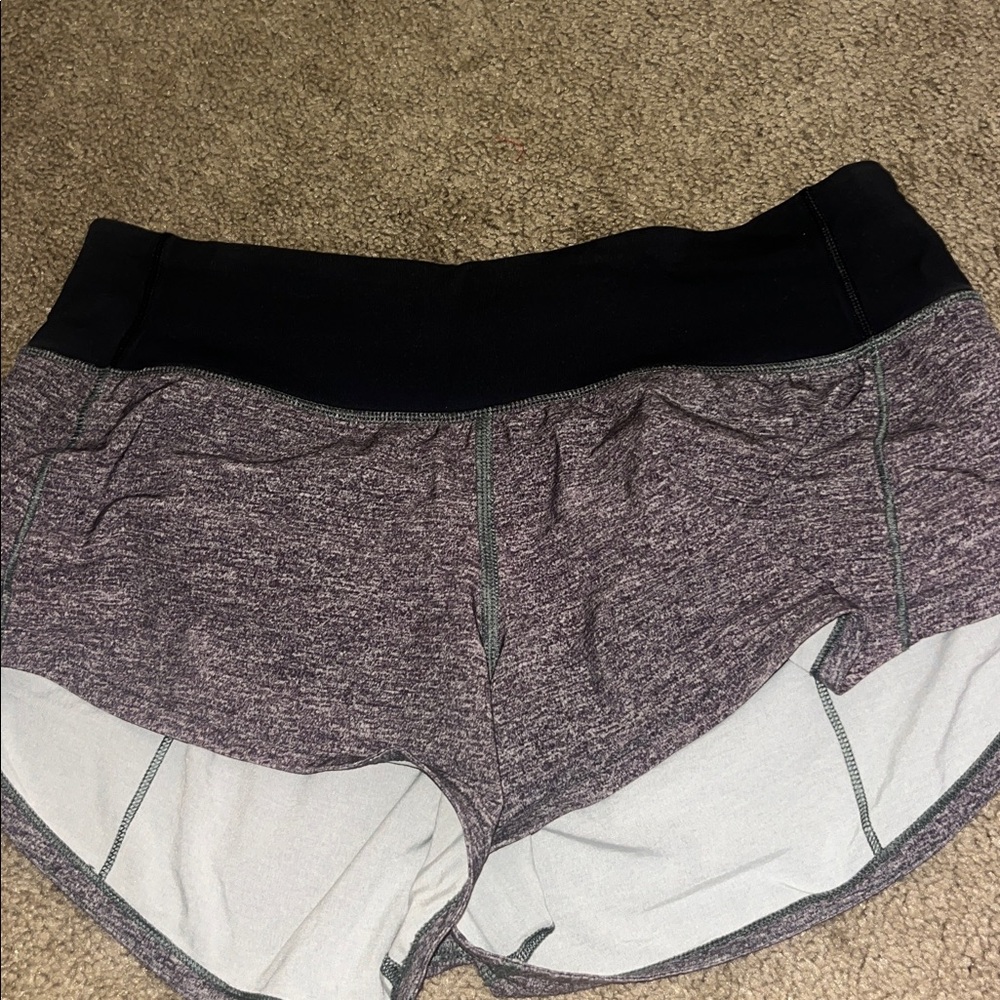 Lululemon Heathered Gray Athletic Shorts with Black Waistband